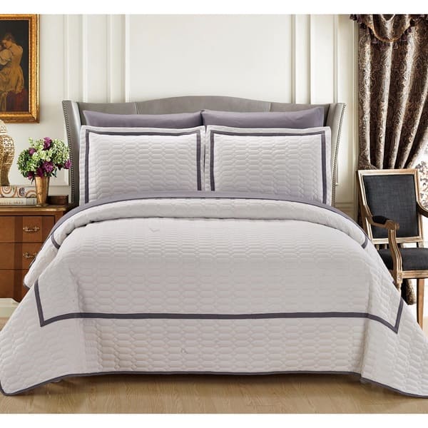 Shop Chic Home 3 Piece Marla White Hotel Collection Quilt Set On