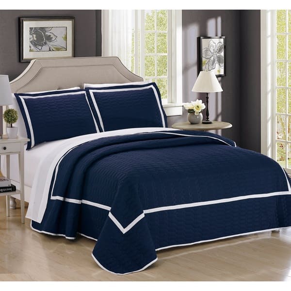 Chic Home 7Piece Marla Navy Quilt in a Bag Quilt Set Overstock