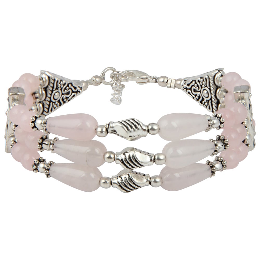 Awesome Handmade Jewelry Pink Rose quartz Sterling Silver Overlay Bangle//Bracelet Free Size