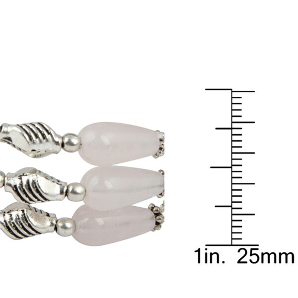 Gorgeous Pink Rose Quartz Sterling Silver Overlay 13 Grams Bangle//Bracelet Free Size