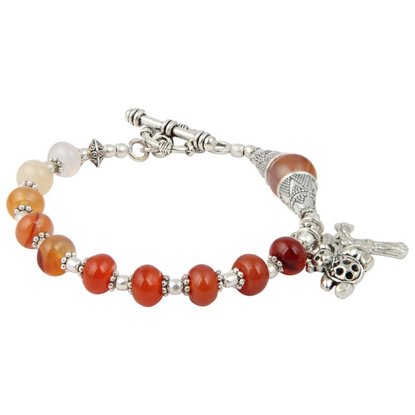 Pearlz Ocean Fascinate Carnelian 7 Inches Gemstone Trendy Charm Pearlz Ocean Fascinate Carnelian 7 Inches Gemstone Trendy Charm Bracelet Jewelry For Women Orange