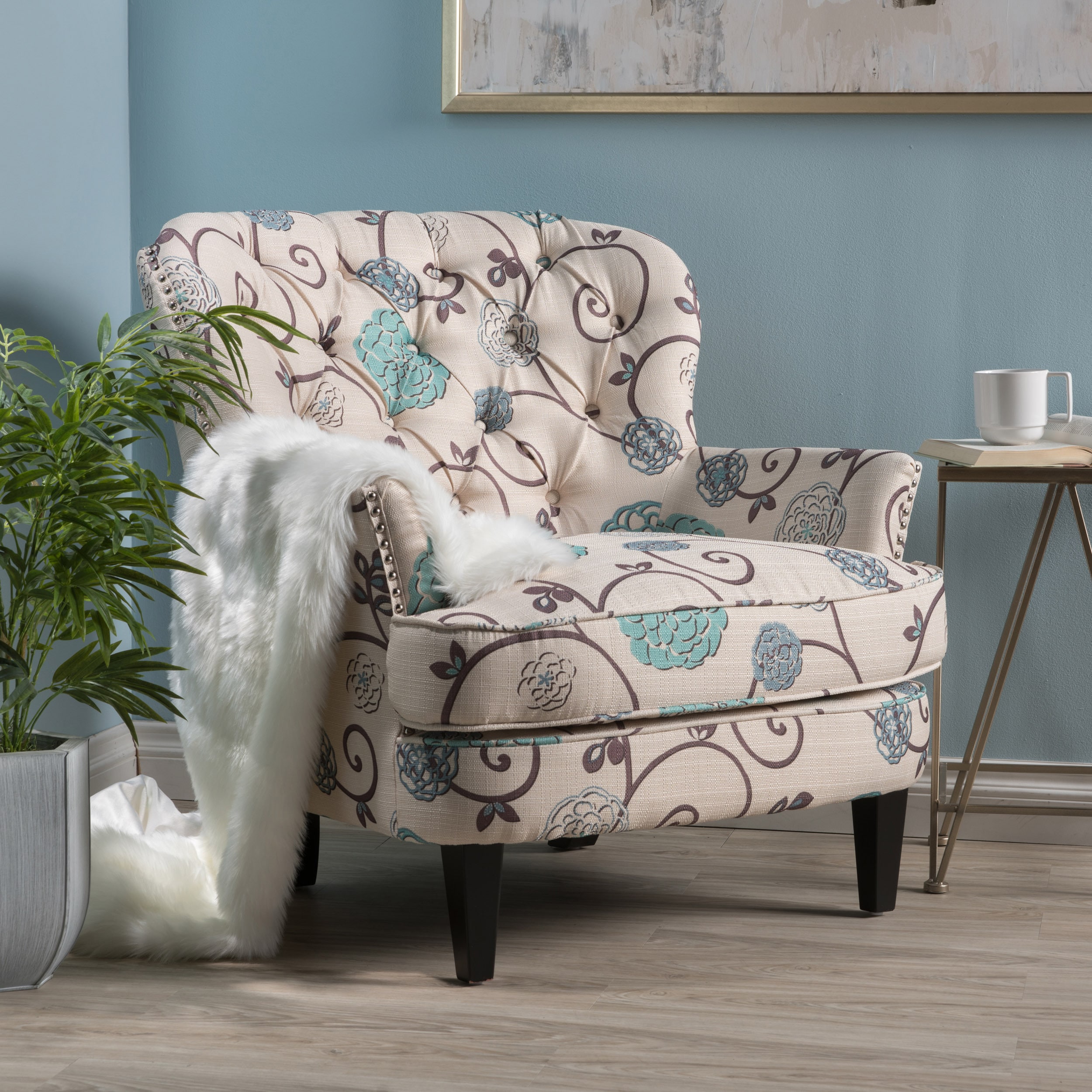 tafton tufted fabric club chair with ottoman by christopher knight home