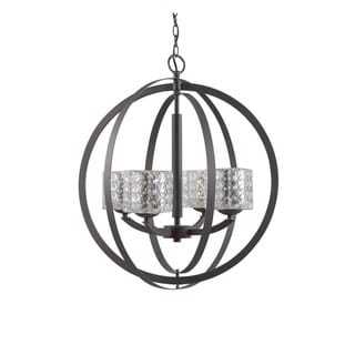 Woodbridge Lighting 14320MEB Mirage 4-light Pendant Chandelier (Clear Square Glass) - Chandeliers For Bedrooms by Overstock.com