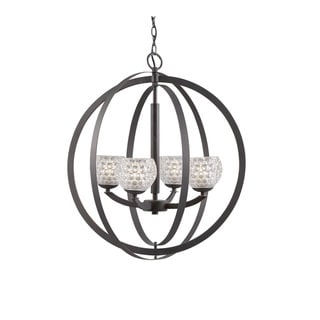 Woodbridge Lighting 14320MEB Mirage 4-light Pendant Chandelier (Clear Ball Glass) - Chandeliers For Bedrooms by Overstock.com