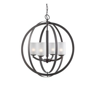 Woodbridge Lighting 14320MEB Mirage 4-light Pendant Chandelier (Sand Blasted Glass) - Chandeliers For Bedrooms by Overstock.com