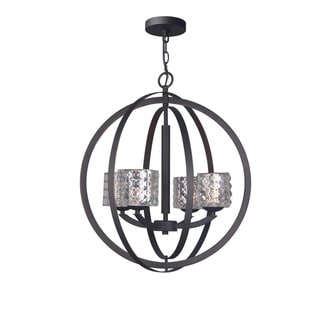 Woodbridge Lighting 14320MEB Mirage 4-light Pendant Chandelier (Mercury Square Glass) - Chandeliers For Bedrooms by Overstock.com