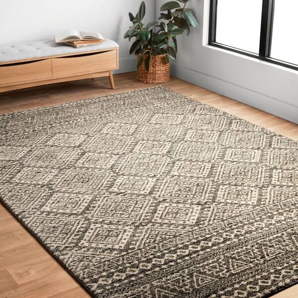 slide 2 of 16, Alexander Home Brentley Moroccan Geometric Rug 3'1 x 5'7" - Graphite/Ivory - Rectangle