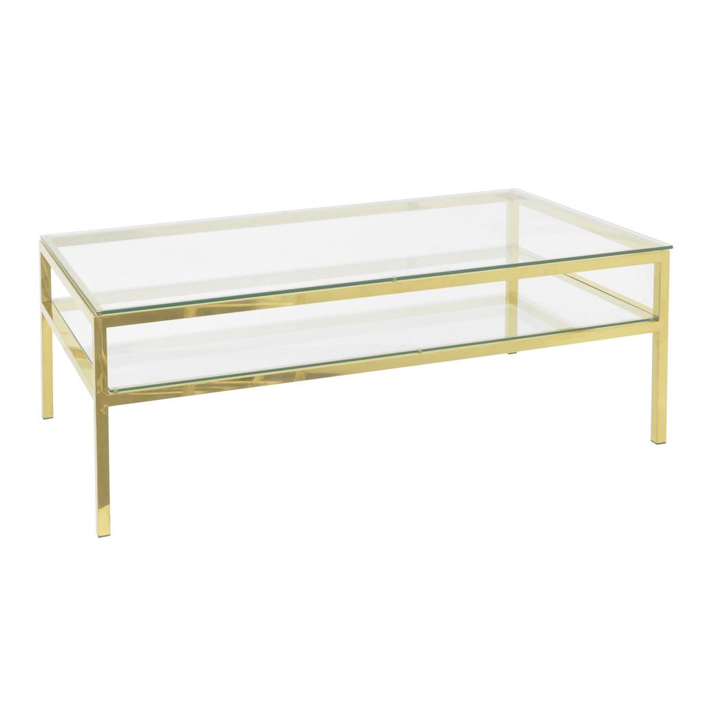 Three Hands Gold Metal Rectangle Coffee Table