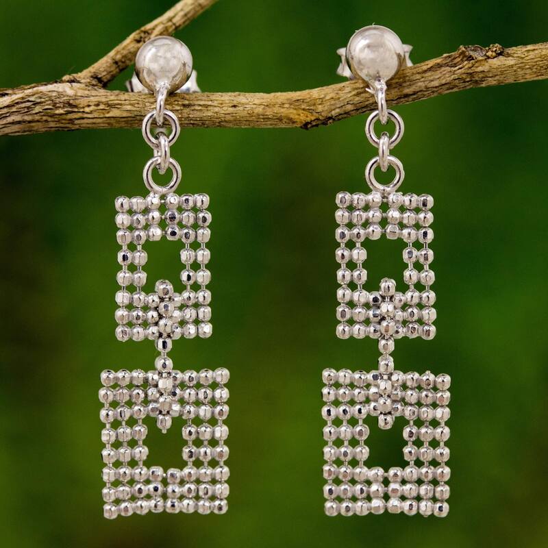 Handmade Sterling Silver 'Bangkok Palace' Earrings (Thailand)