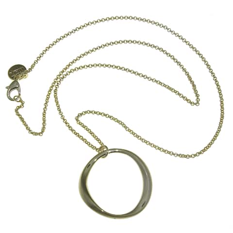 Isla Simone - 18 Karat Gold Electroplated Long Necklace With Large Electroform Open Circle