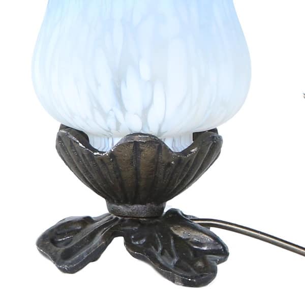 River of Goods Blue/ White Cherub Lamp Accent Flower Bed & 6-inch Handpainted 12884170 Tulip Glass - Bath - Frosted Beyond