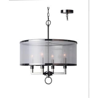 Woodbridge Lighting Jamison Nickel/Bronze Steel 4-light Pendant Chandelier (Nickel) - Chandeliers For Bedrooms by Overstock.com