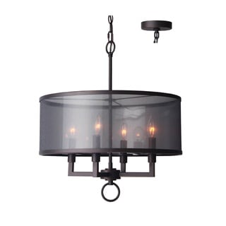 Woodbridge Lighting Jamison Nickel/Bronze Steel 4-light Pendant Chandelier (Bronze) - Chandeliers For Bedrooms by Overstock.com