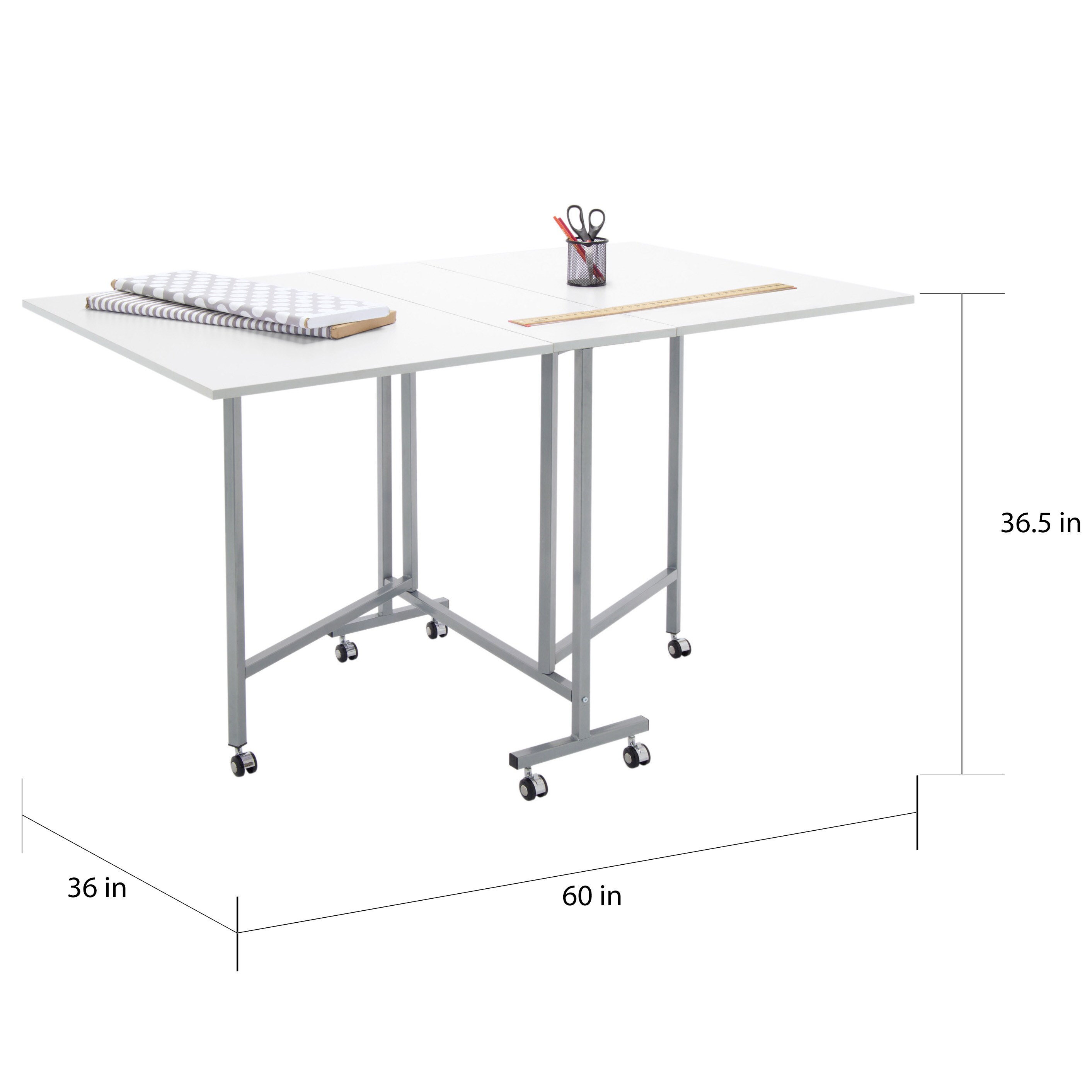 MISC White Powder-Coated Craft and Cutting Sewing Machine Table Laminate Foldable