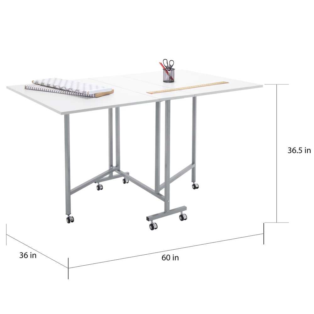 Sew Ready Craft and Cutting Table 58.75 Wide in Silver / White