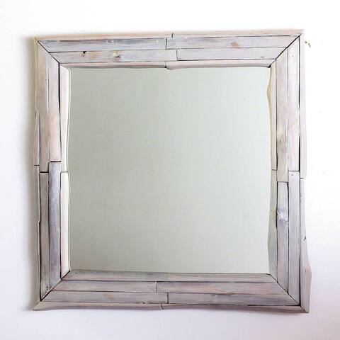 Handmade Teak Branch Mirror (Thailand) - Agate Grey Oil - 30" x 30"