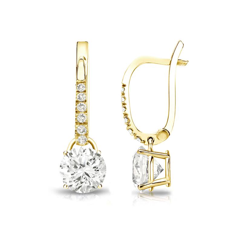 Auriya 14k Gold 1ct TDW Round Diamond Dangle Earrings (J-K, I1-I2)