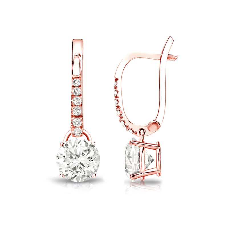 Auriya 14k Gold 1ct TDW Round Diamond Dangle Earrings (J-K, I1-I2)