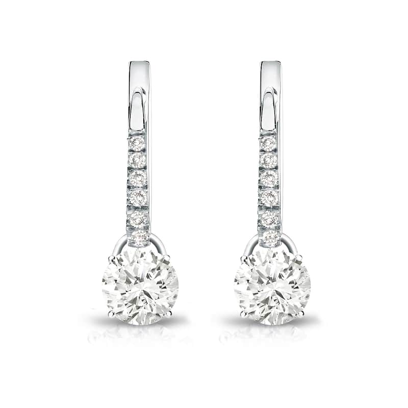 Auriya 14k Gold 1ct TDW Round Diamond Dangle Earrings (J-K, I1-I2)