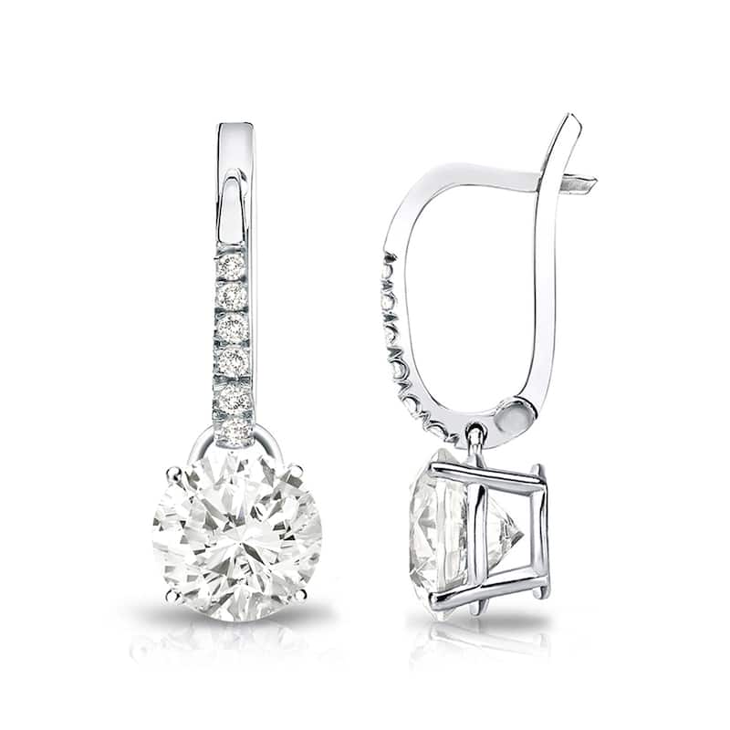 Auriya 14k Gold 1 3/4ct TDW Round Diamond Dangle Earrings (J-K, I1-I2)