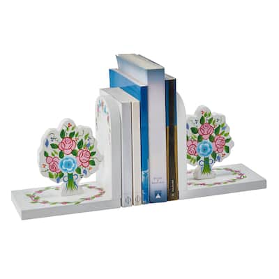 Fantasy Fields White Wood and MDF Bouquet Bookends (Pack of 2)