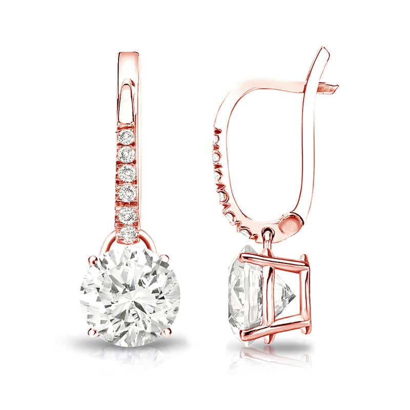 Auriya 14k Gold 2ct TDW Round Diamond Dangle Earrings ( J-K, I1-I2)