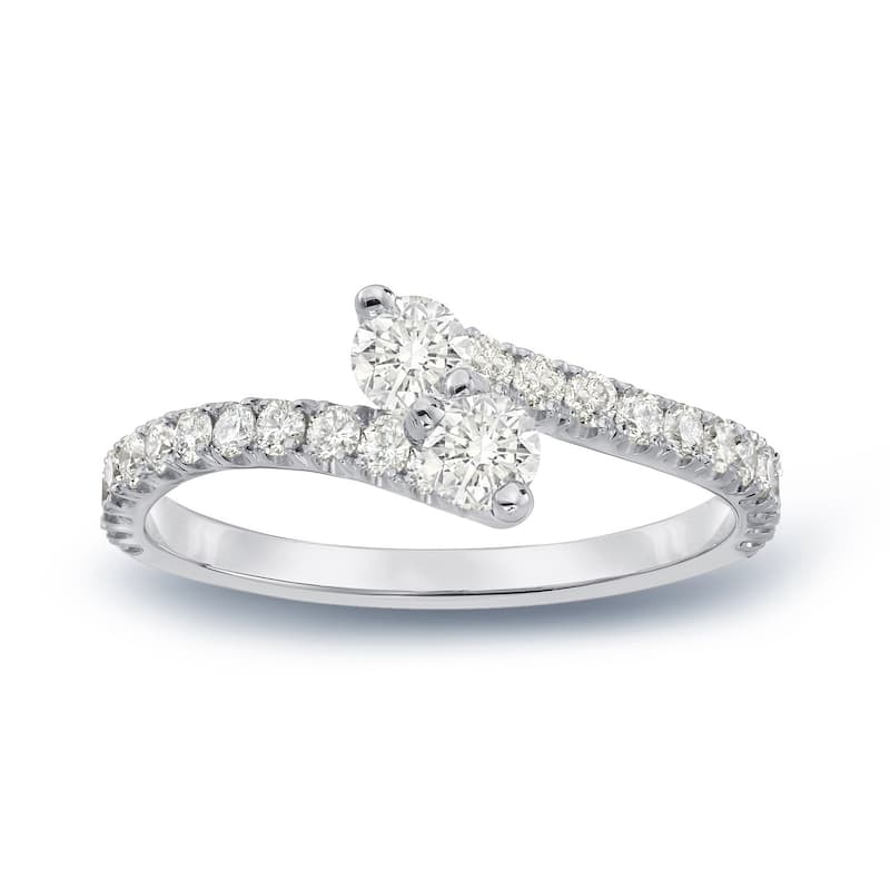 Auriya 1/2ctw 2-Stone Round Diamond Engagement Ring 14-karat Gold - 4 - White