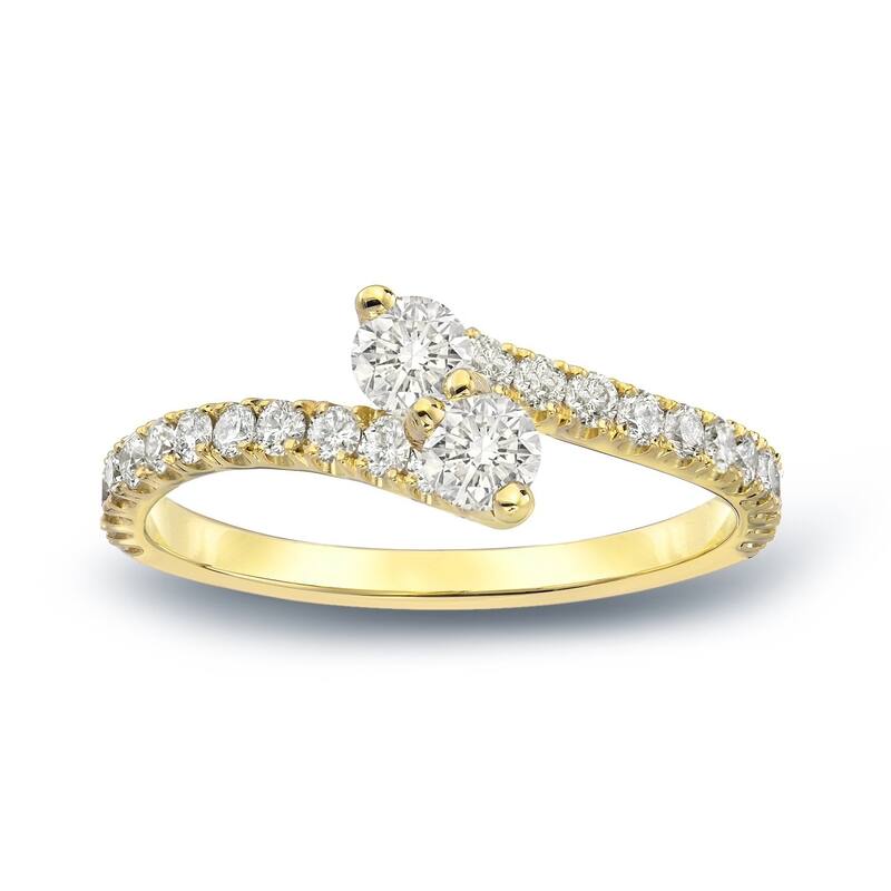 Auriya 1/2ctw 2-Stone Round Diamond Engagement Ring 14-karat Gold - 4 - Yellow