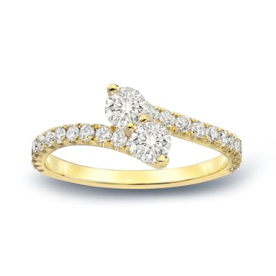 Auriya 14k Gold 3/4ct TDW Round 2-Stone Diamond Engagement Ring