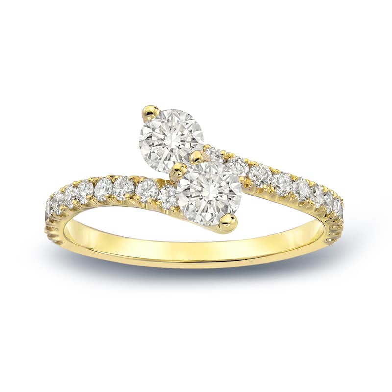 Auriya 14k Gold 1ctw 2-Stone Round Diamond Engagement Ring 14-karat Gold
