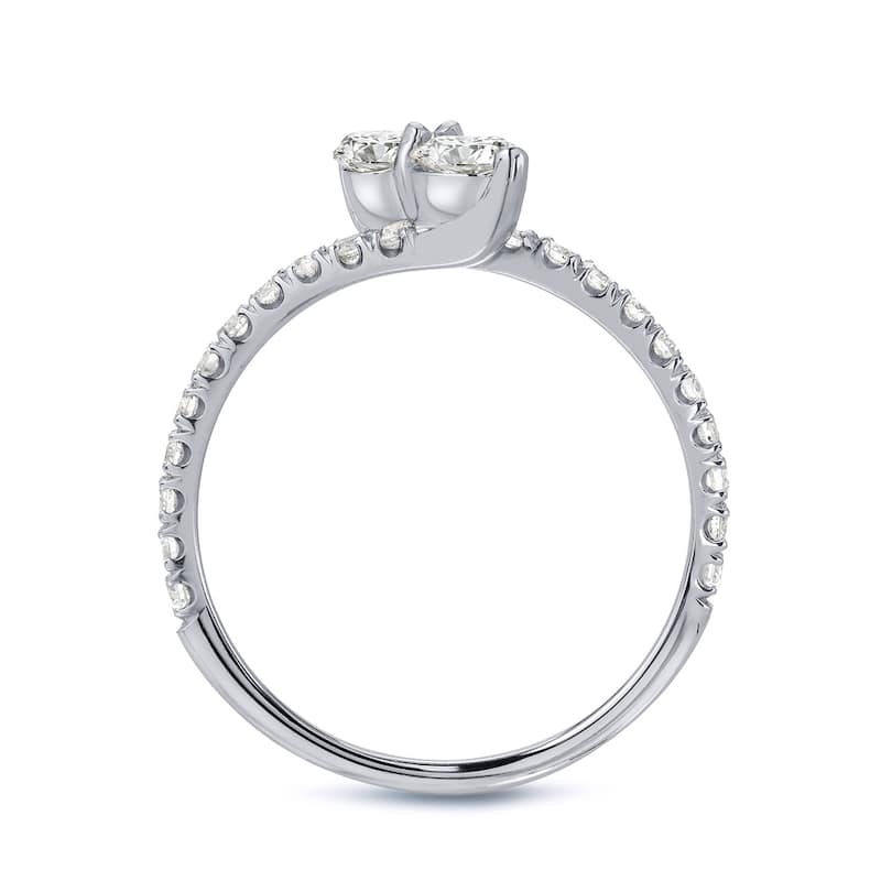 Auriya 14k Gold 1ctw 2-Stone Round Diamond Engagement Ring 14-karat Gold