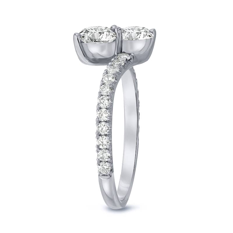 Auriya 1 1/2ct TDW Round 2 Stone Diamond Engagement Ring 14k Gold (J-K, I1-I2)