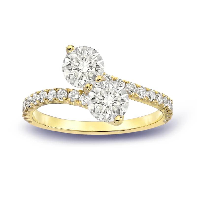 Auriya 14k Gold 2ct TDW Round 2-Stone Diamond Engagement Ring