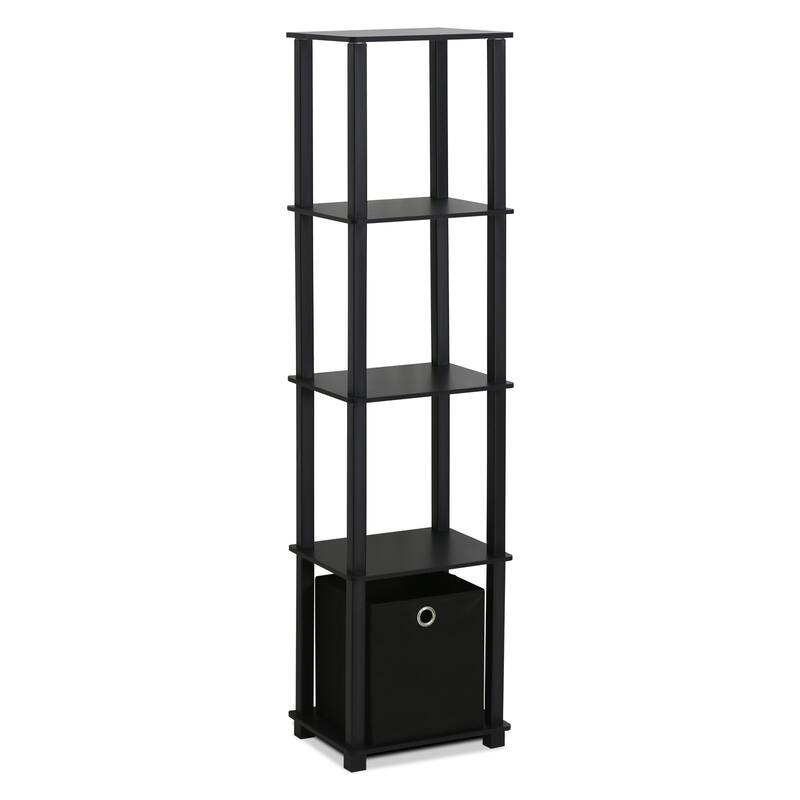 Furinno Black MDF and Plastic 5-tier Decorative Display Shelf with 1 Bin