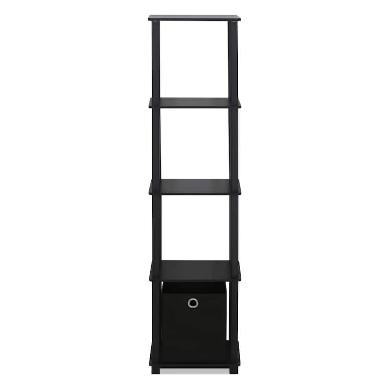 Furinno Black MDF and Plastic 5-tier Decorative Display Shelf with 1 Bin