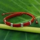 preview thumbnail 3 of 1, Handcrafted Silver 'Karen Bamboo in Scarlet' Bracelet (Thailand) - 7'6" x 9'6"