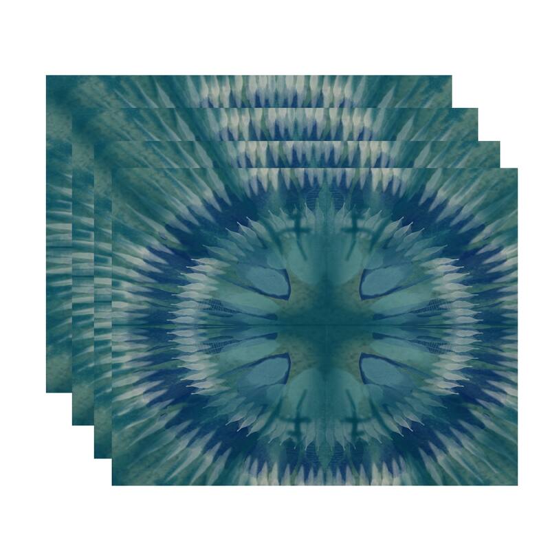 Shibori Burst Geometric Print Place Mat (Set of 4) - Teal