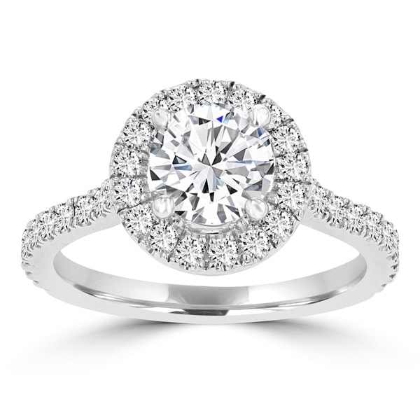 La Vita Vital 14k White Gold 1.55ct TDW Diamond Halo Engagement Ring ...