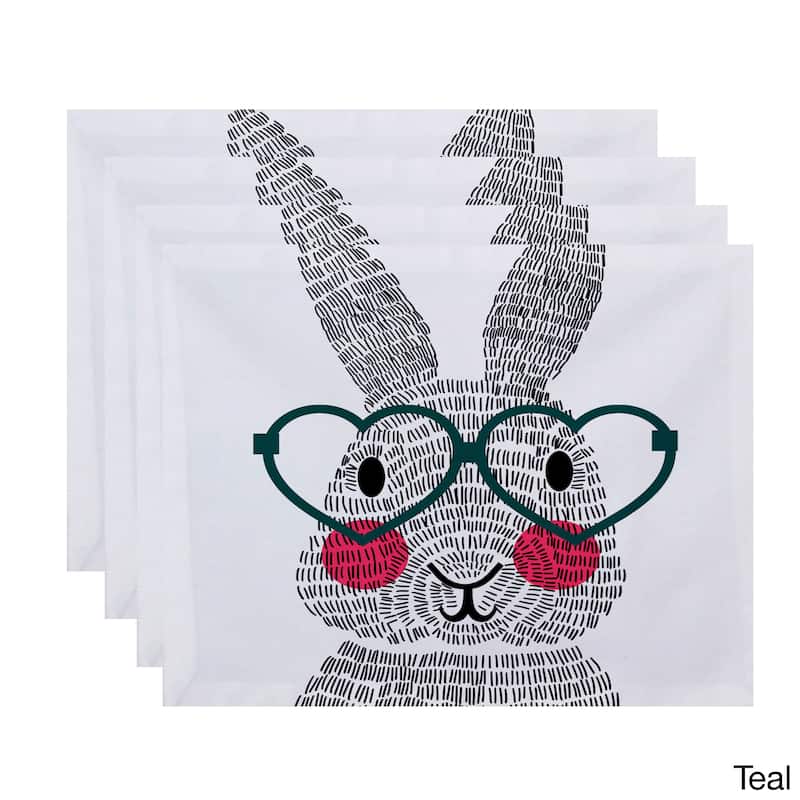 What's Up Bunny? Holiday Animal Print Place Mat (Set of 4) - Teal