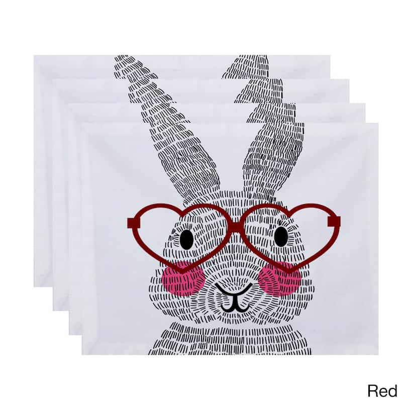 What's Up Bunny? Holiday Animal Print Place Mat (Set of 4) - Red