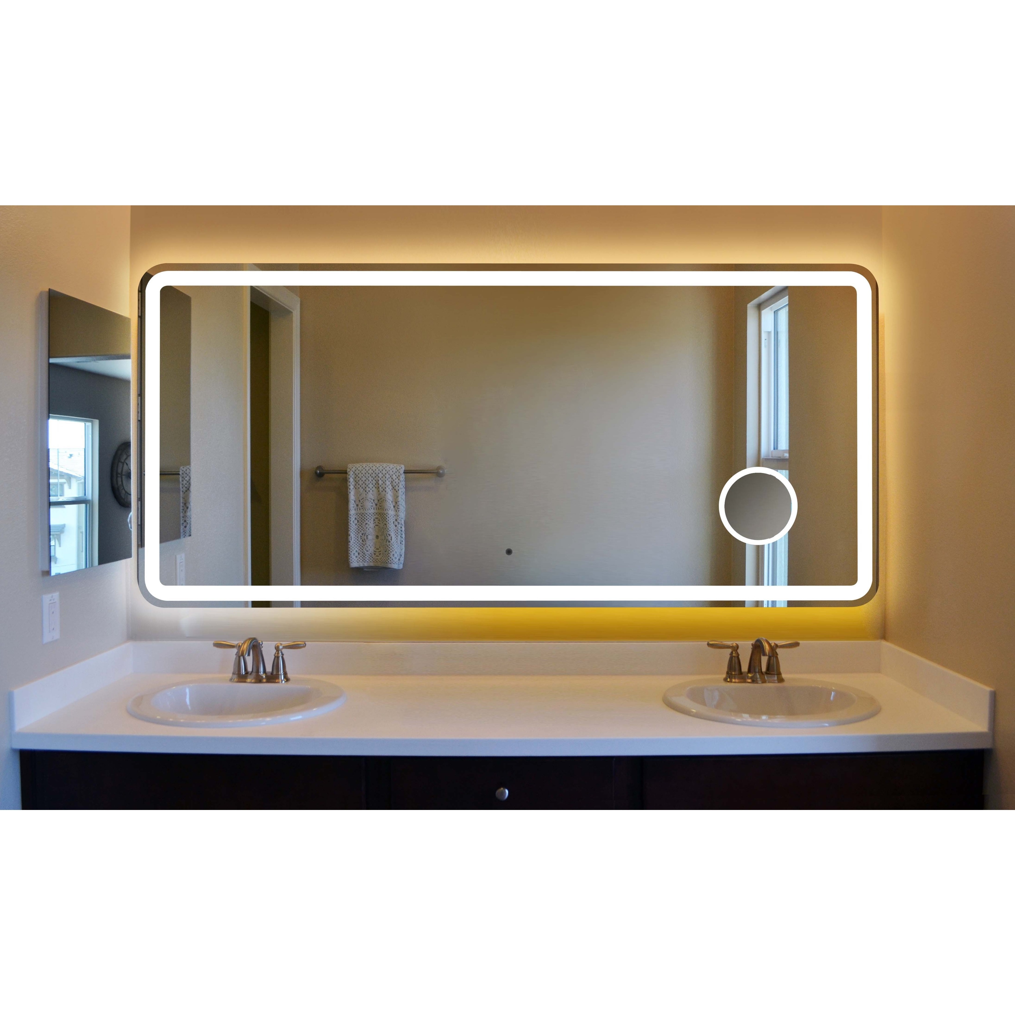 Corner Bathroom Mirror With Light Rispa