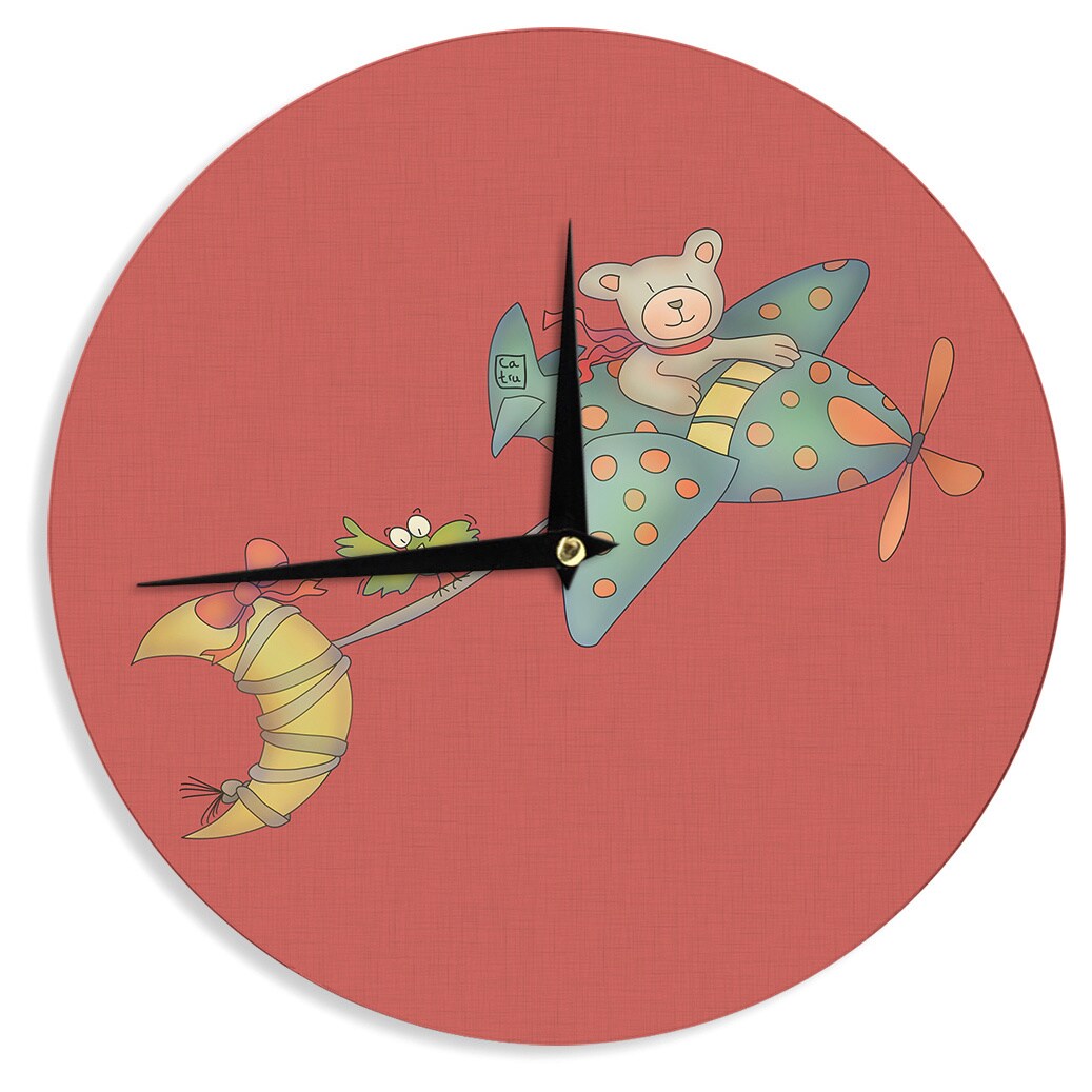Kess InHouse Carina Povarchik Being Free Red Wall Clock 12 Diameter Kess InHouse Carina Povarchik Being Free Red Wall Clock 12 Diameter