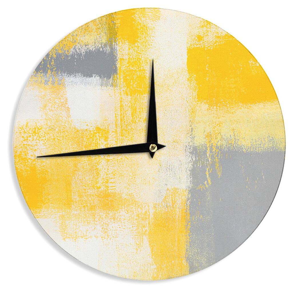 KESS InHouseCarolLynn Tice 'Breakfast' Grey Gold Wall Clock - 12"