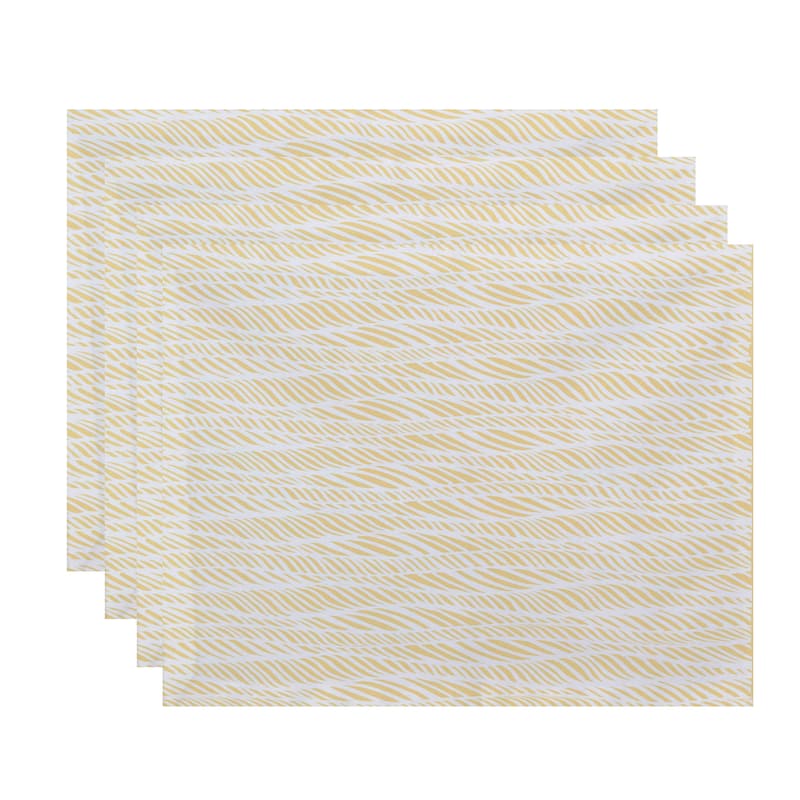 Rolling Waves Geometric Print Place Mat (Set of 4) - Yellow