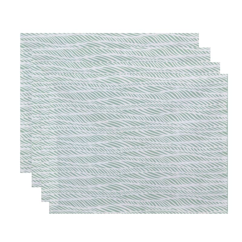 Rolling Waves Geometric Print Place Mat (Set of 4) - Green
