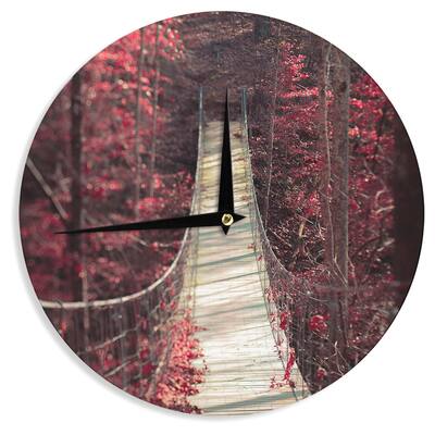 Kess InHouse Ann Barnes "Enchant" Red Bridge Wall Clock 12"