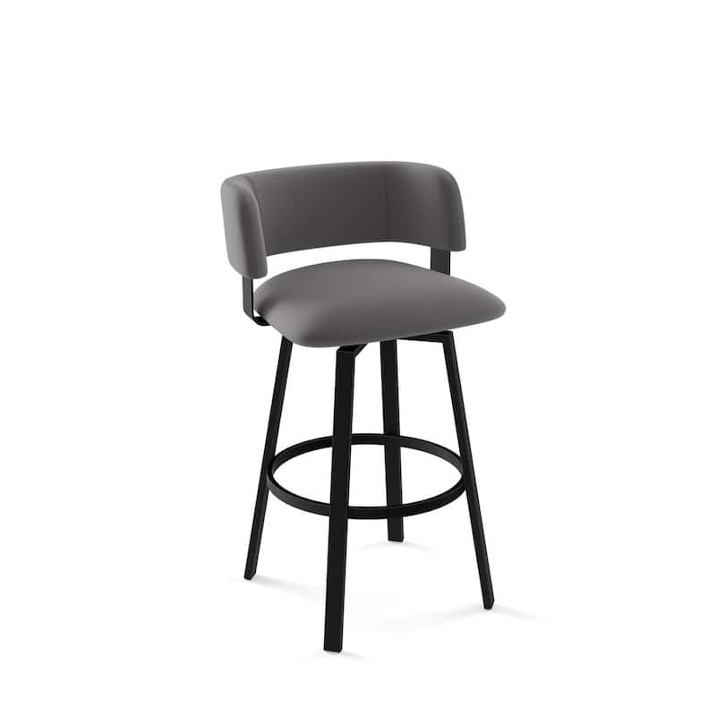 Amisco Stinson Swivel Counter Stool - Light Grey Polyester / Black Metal