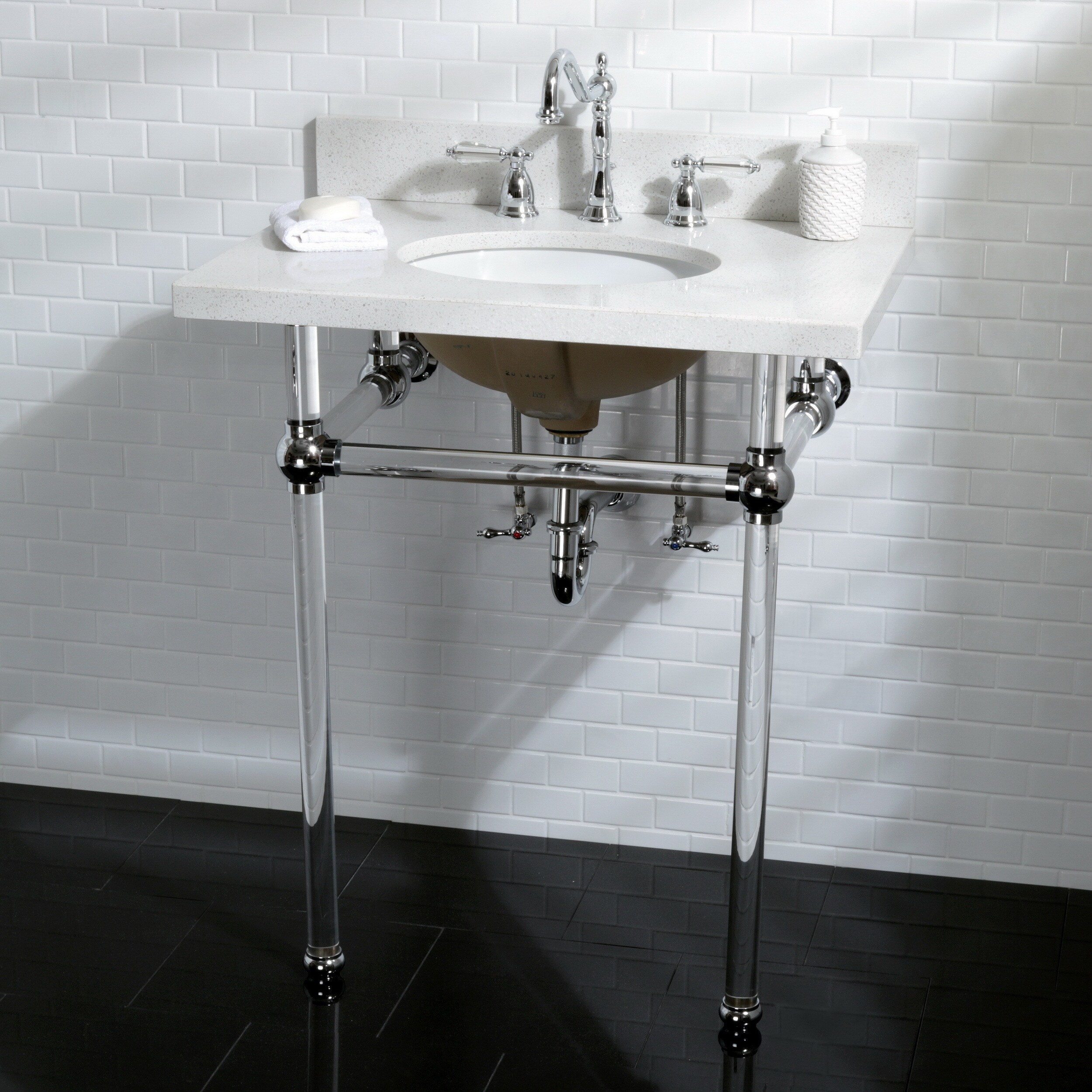 Shop White Quartz 30 Inch Wall Mount Pedestal Bathroom Sink Vanity