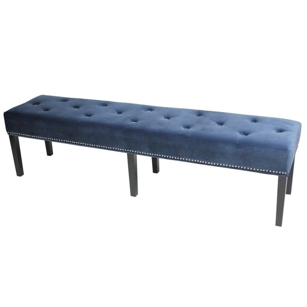 HD Couture Dark Blue Velvet King Bench Free Shipping