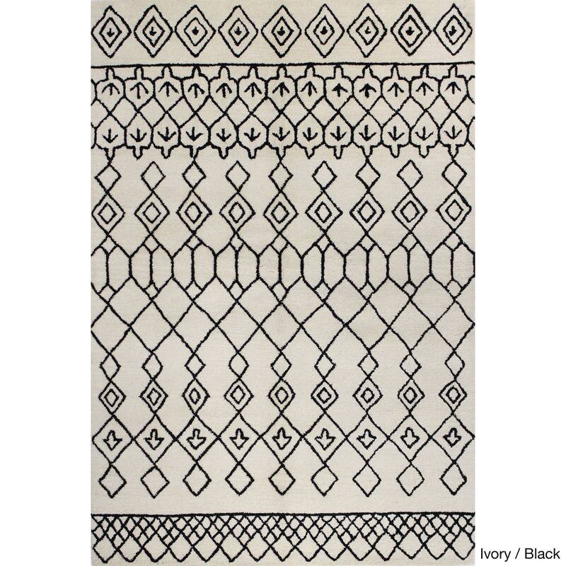 Bashian Avalon Contemporary Hand Tufted Area Rug - 2'6" x 8' Runner - Ivory/Black
